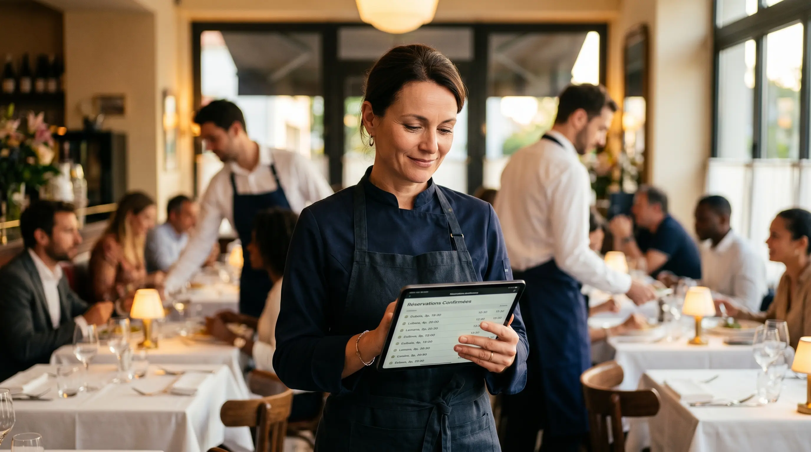 Restaurant serein avec IA vocale automatisée